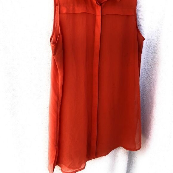 Halogen Sheer Sleeveless Blouse Orange - Picture 4 of 9